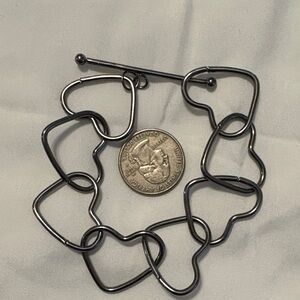 Heart Link Toggle Bracelet - Gunmetal Heart Chain